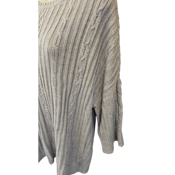 NWT cable neck Daisy Fuentes grey knit slub slouchy tunic sweater winter L NEW - Picture 3 of 7